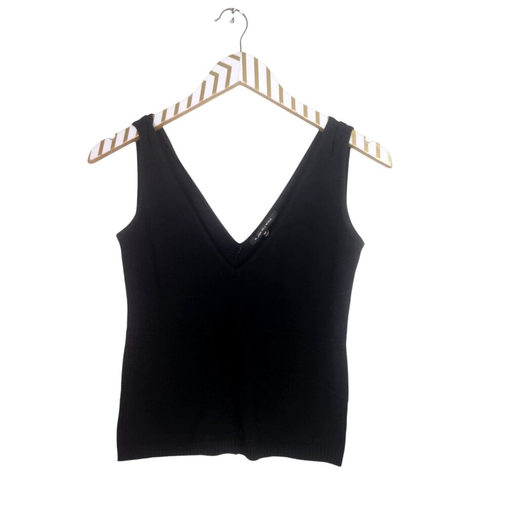 ALESSANDRO DELL 'ACQUA Top Womens 44 US Medium‎ Black Tank Sleeveless V-Neck